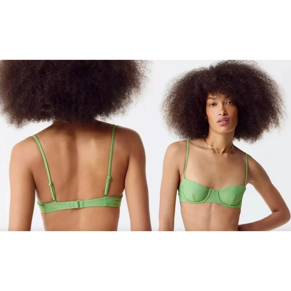 J. Crew | NWT | Balconette underwire bikini top in Green | Sz 32C - Picture 1 of 7